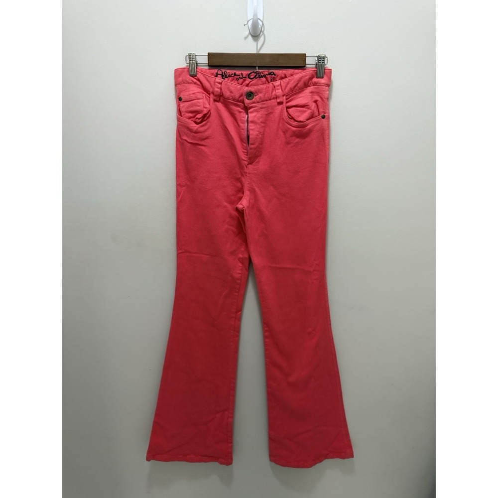 Alice + Olivia Coral Pink Flare Jeans Women's Size 8 Cotton Blend Stretch Pants